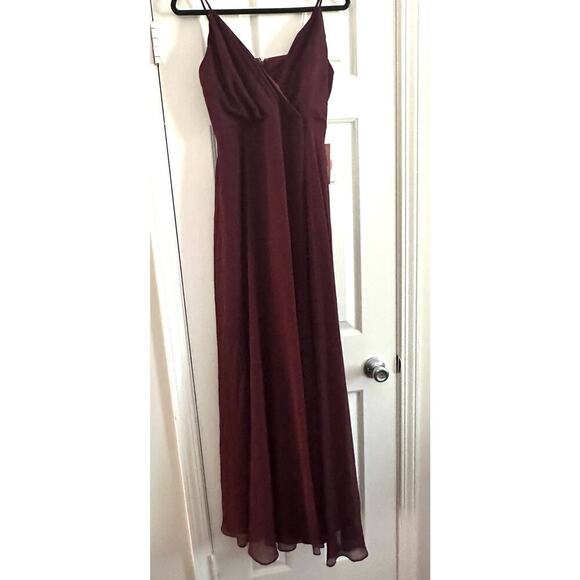 NWT Birdy Grey KAIA Chiffon Dress Formal Gown Bridesmaid Cabernet- Medium - Picture 3 of 5